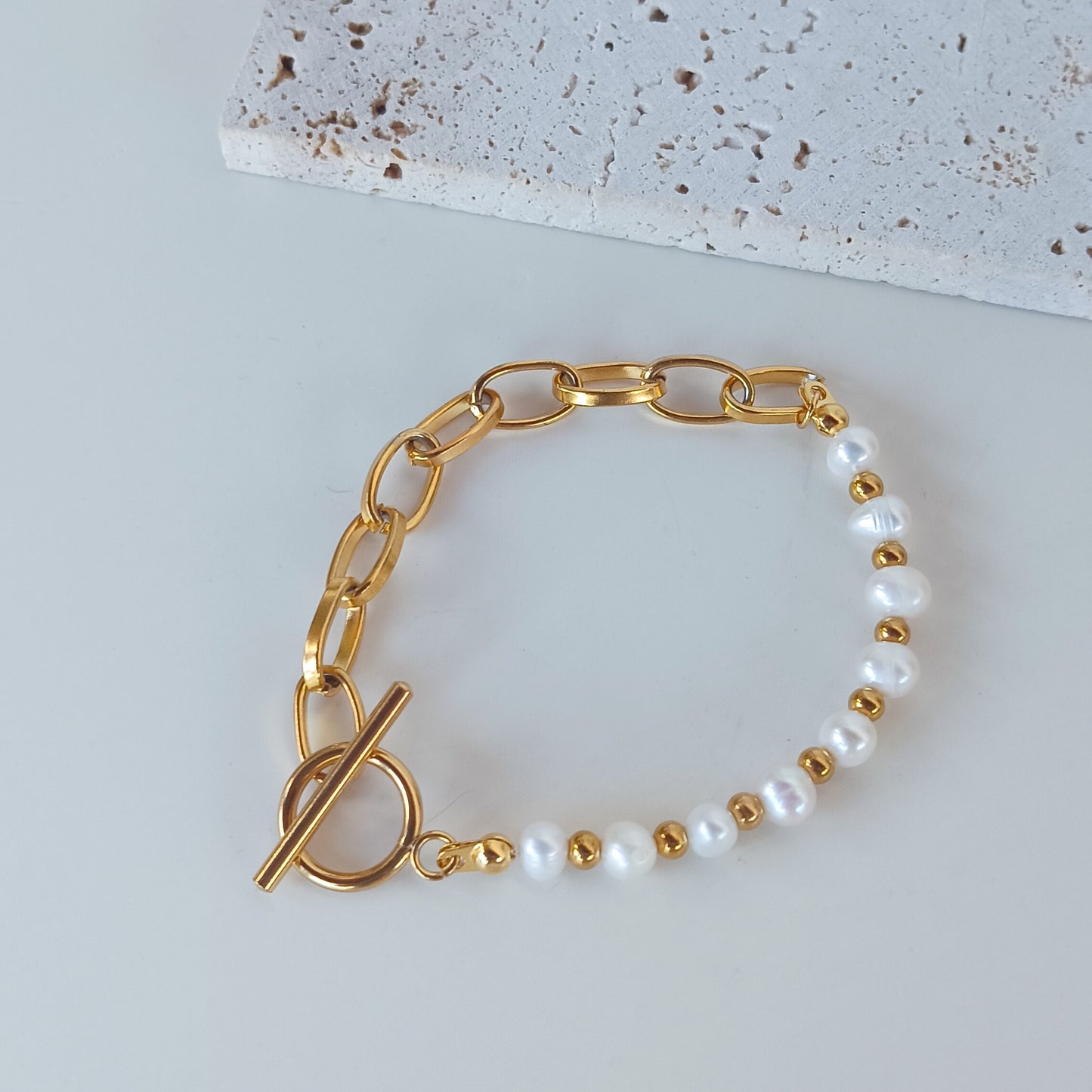 Statement Half Bracelet with pearls