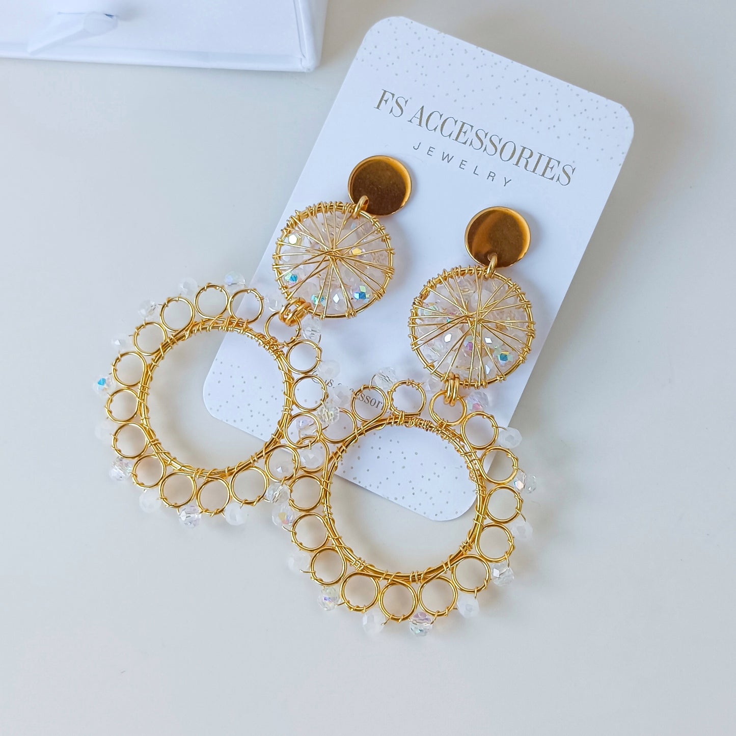 Double Crystal Flower Earrings