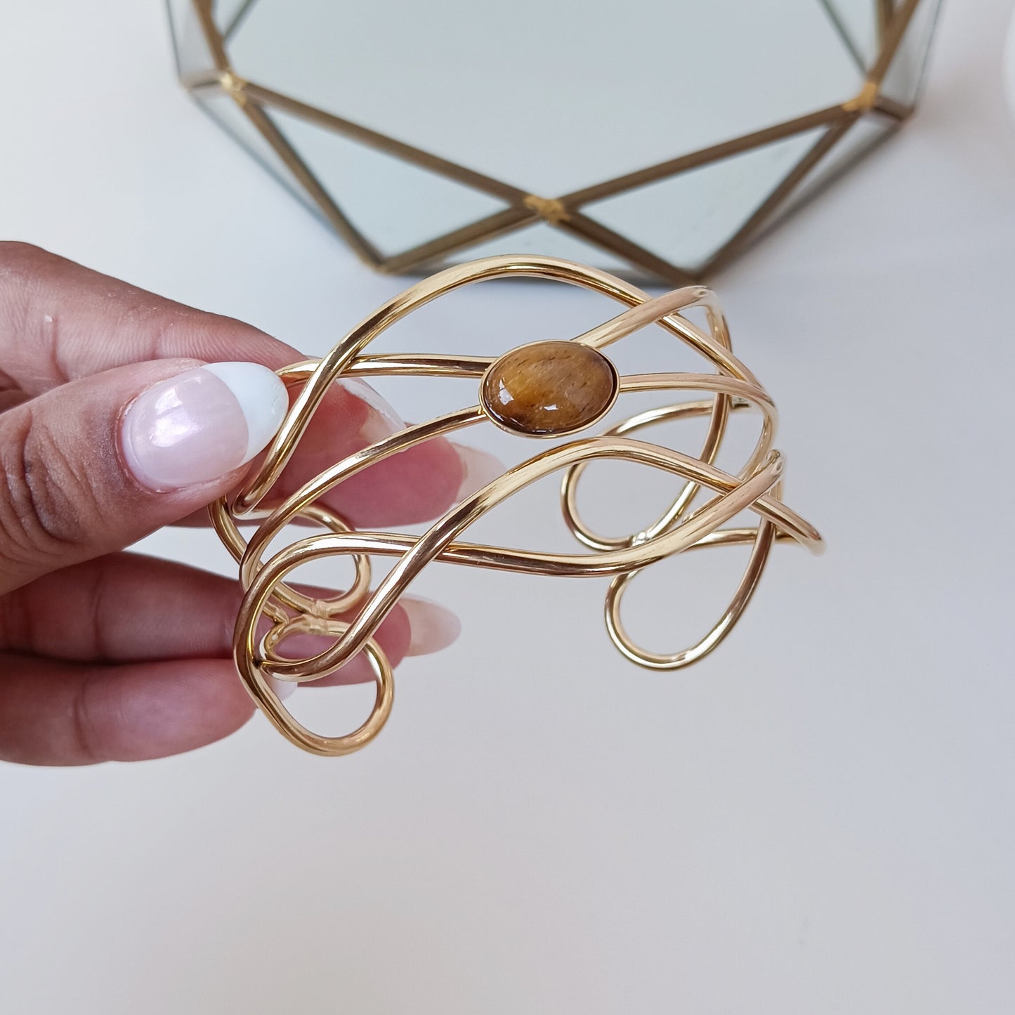 Tiger Eye Wide Cuff Bangle