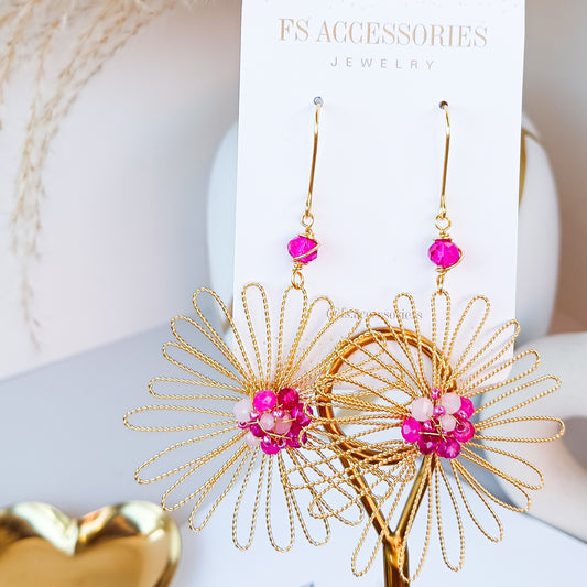 Pink Mermaid Flower Earrings