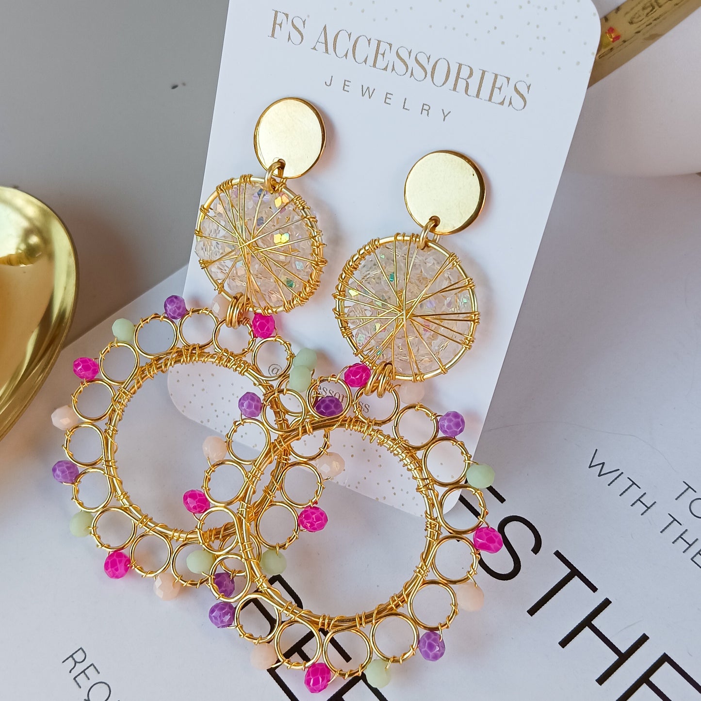 Double Crystal Flower Earrings