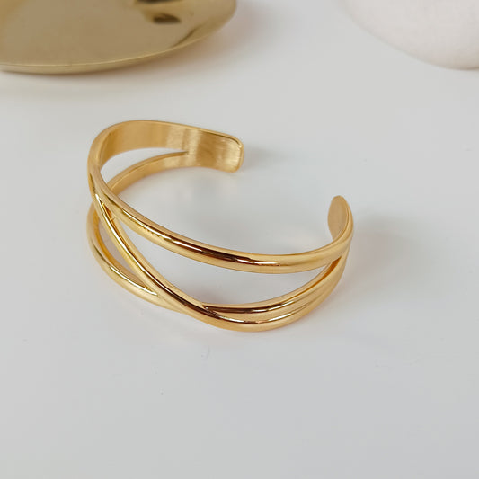 Minimalist Wide Hollow Cuff Bracelet