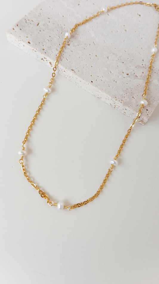 Beaded Dainty Freshwater Pearl Chain