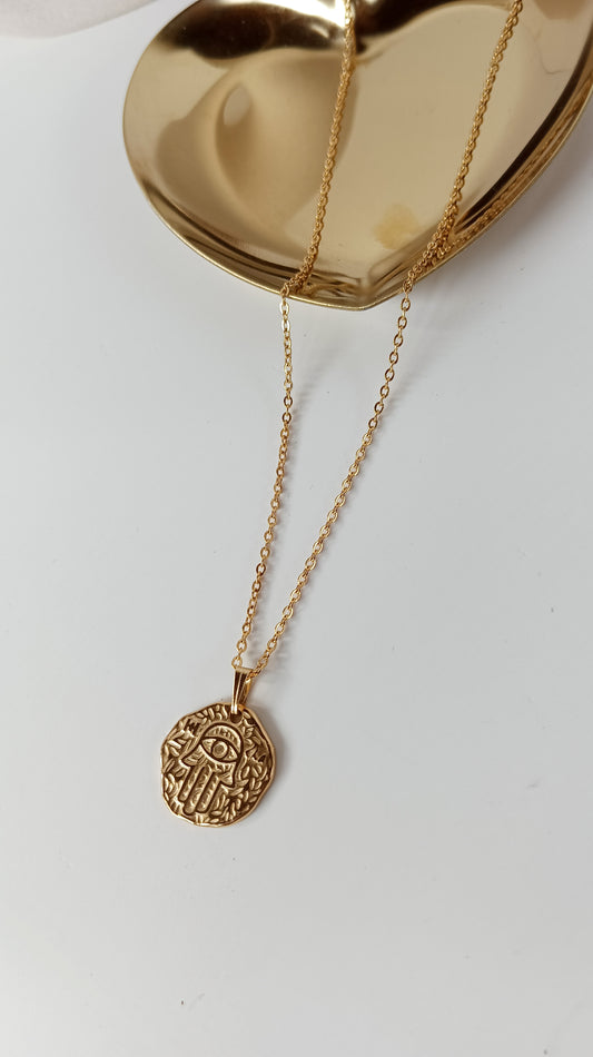 Gold Round Hamsa Chain