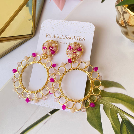 Pink Mixed Circular Earrings